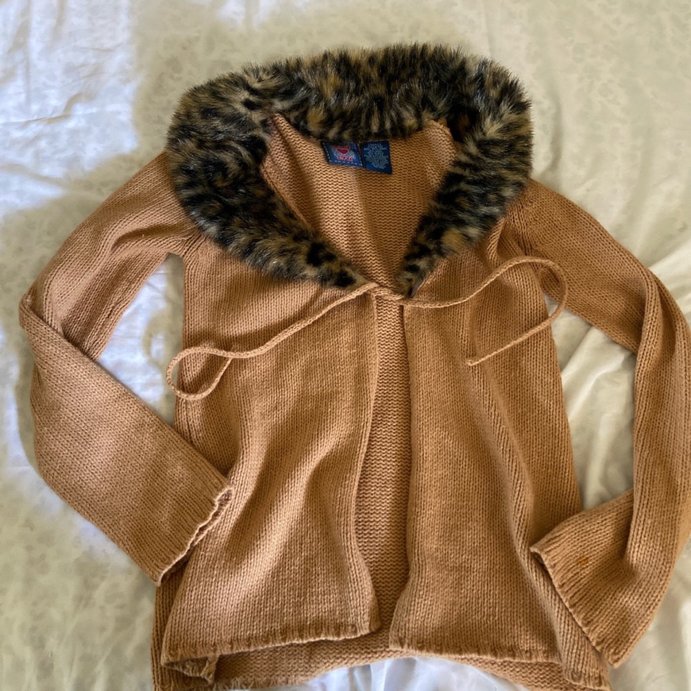 Vintage fur trim cardigan